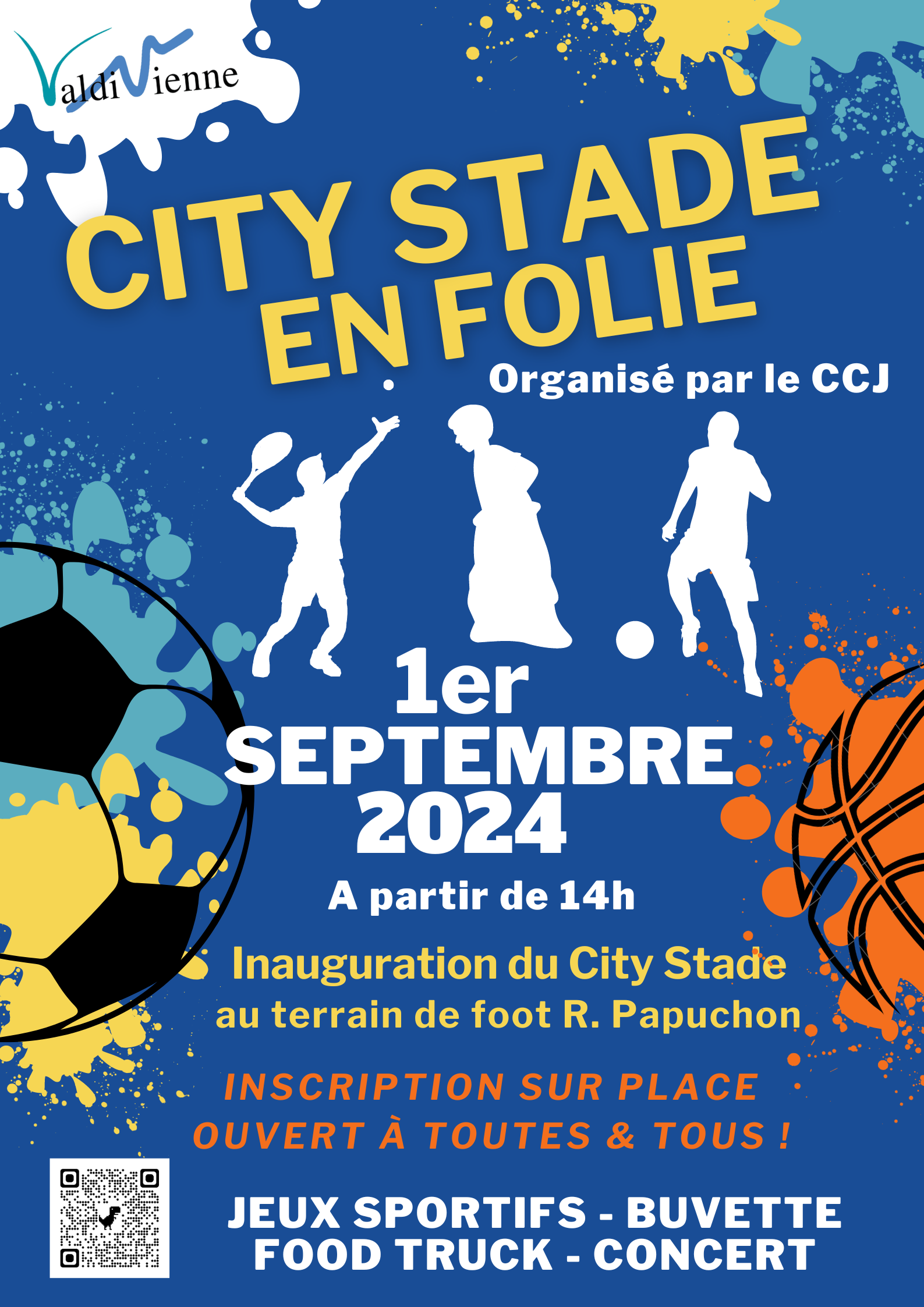 blue white and orange sports fest poster 2